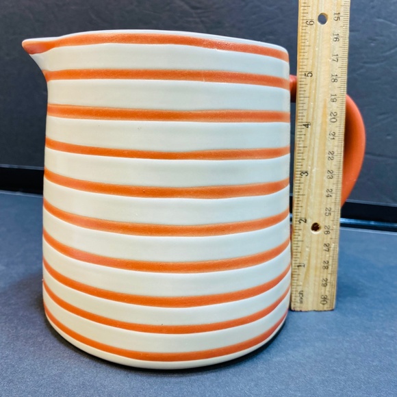 Hearth & Hand Striped Pitcher-orange/cream Stoneware Magnolia Target 5.5” Unused - Picture 5 of 7